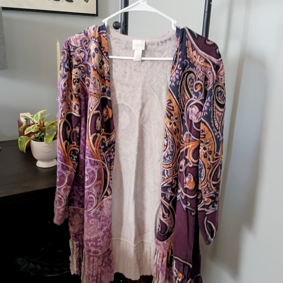 Chico's Purple and Orange Paisley Cardigan - Picture 1 of 5